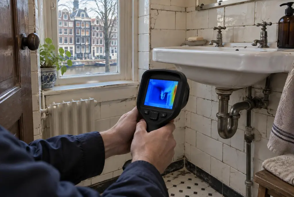 Lekdetectie Lemmer – badkamer met oude leidingen achter de tegels