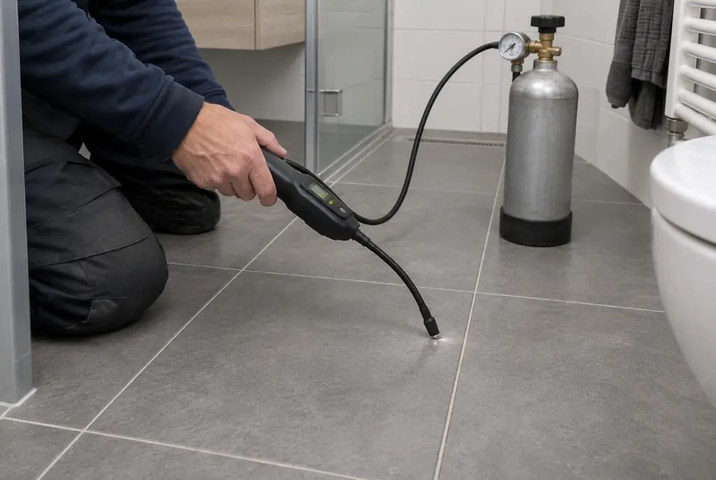 Lekdetectie Lemmer – technicus spoort met tracergas een lekkage op in de vloer