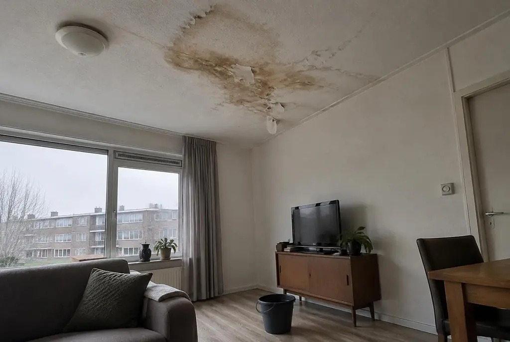 Lekdetectie Lemmer – vochtplek op het plafond onder een badkamer